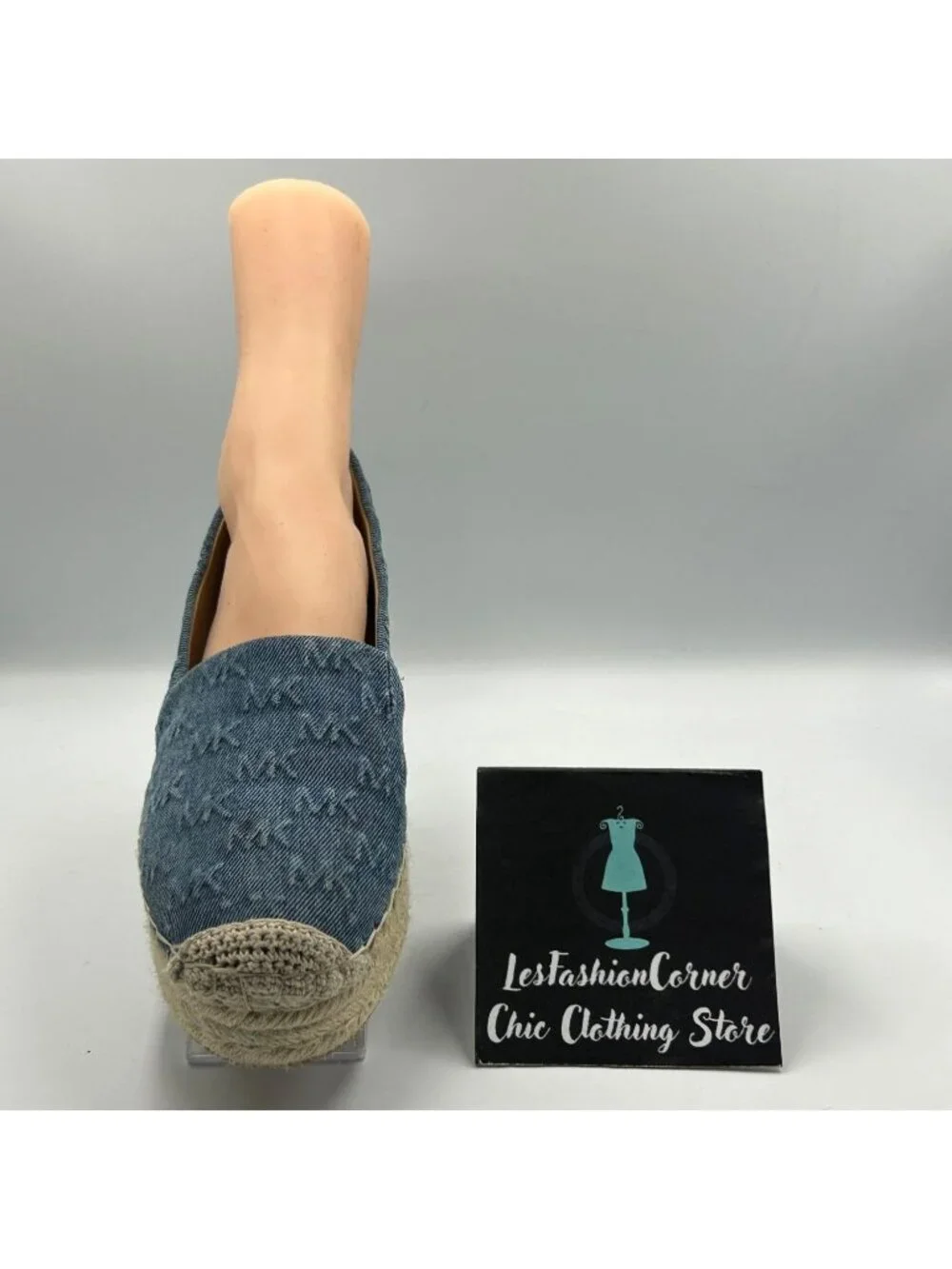 Michael Kors Women's Blue Denim Lynn Espadrille Slip on Flats Shoes Size 11 3621